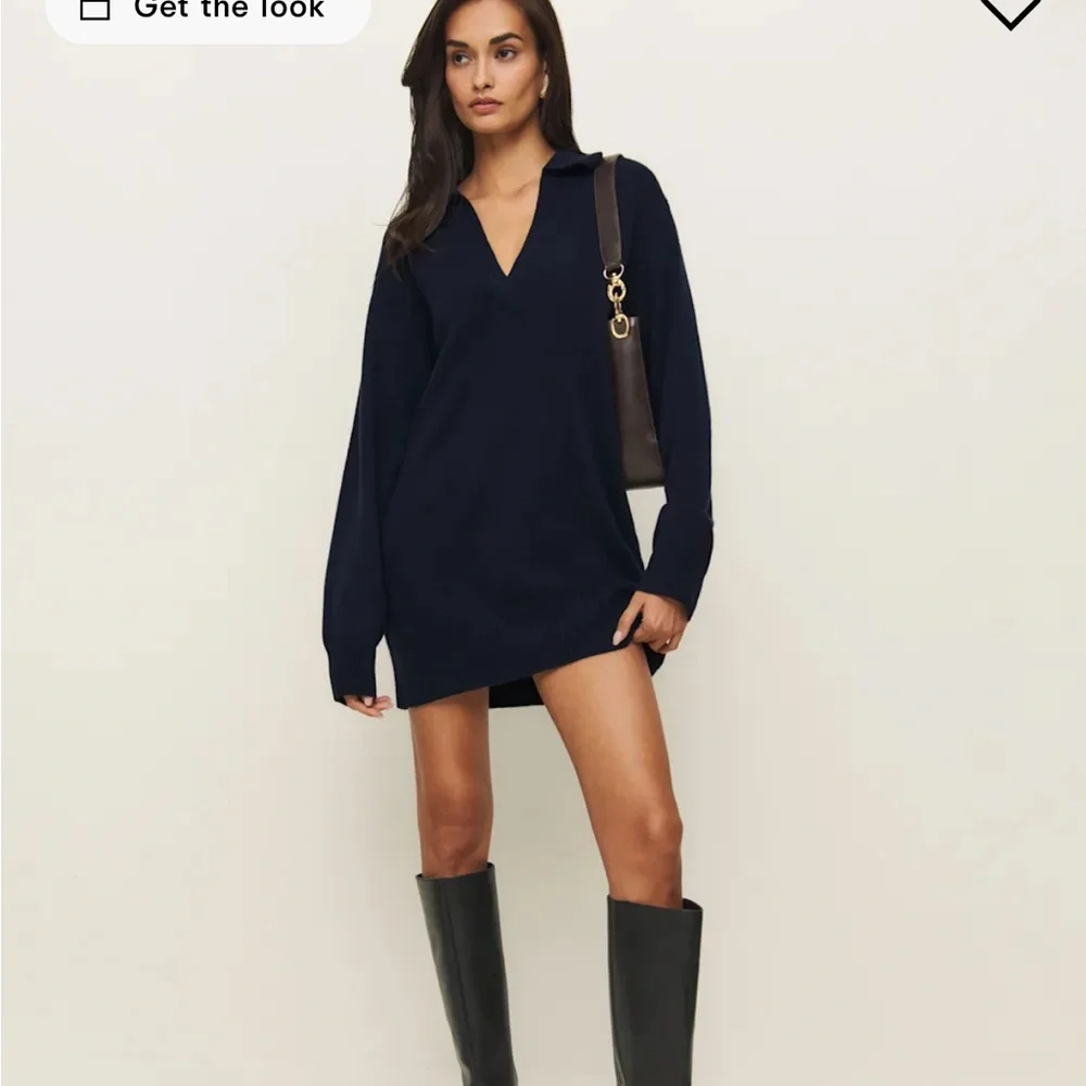 Reformation | Dresses | Reformation Maeve Cashmere Polo Sweater Dress In  Navy Xs | Poshmark
